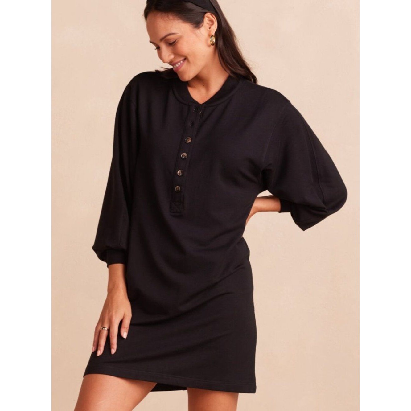 Summersalt Black The Softest French Terry Henley Dress Size 1x
